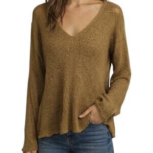 Wooden Ships Mohair Wool Sweater V Neck Pullover Oversized Knit Mustard M/L